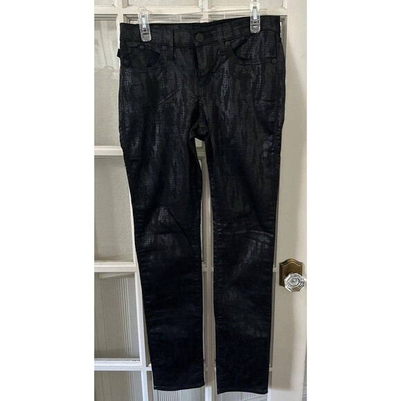 ROCK & REPUBLIC Snake Print Pants Womens 8 Black Berlin - Picture 1 of 15